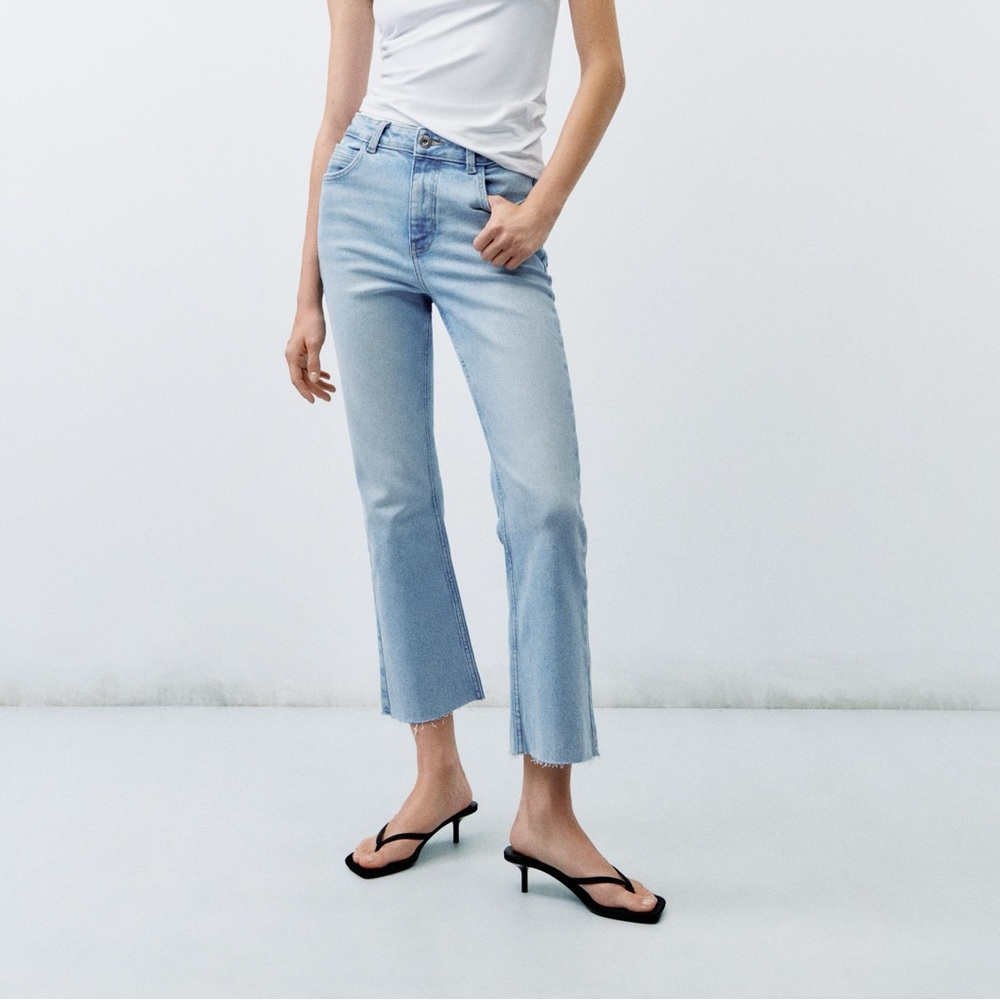 Zara high waist mini flare jean